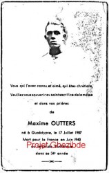 Maxime Outters (victime de guerre), disparu au large de Dunkerque, en Juin 1940.
